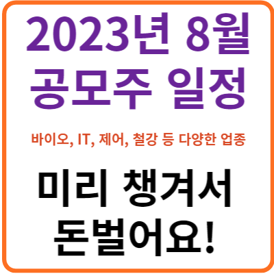 2023년 8월 공모주 일정