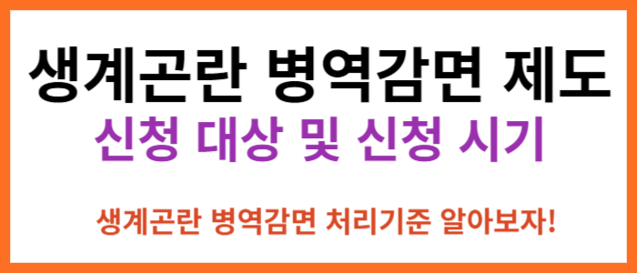 생계곤란 병역감면 제도